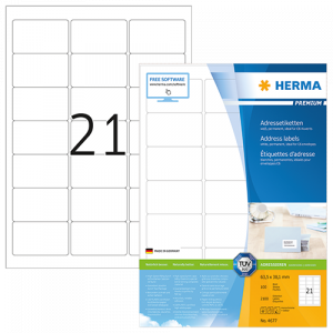 Etiketter Herma Premium 63,5x38,1 mm 2100/fp